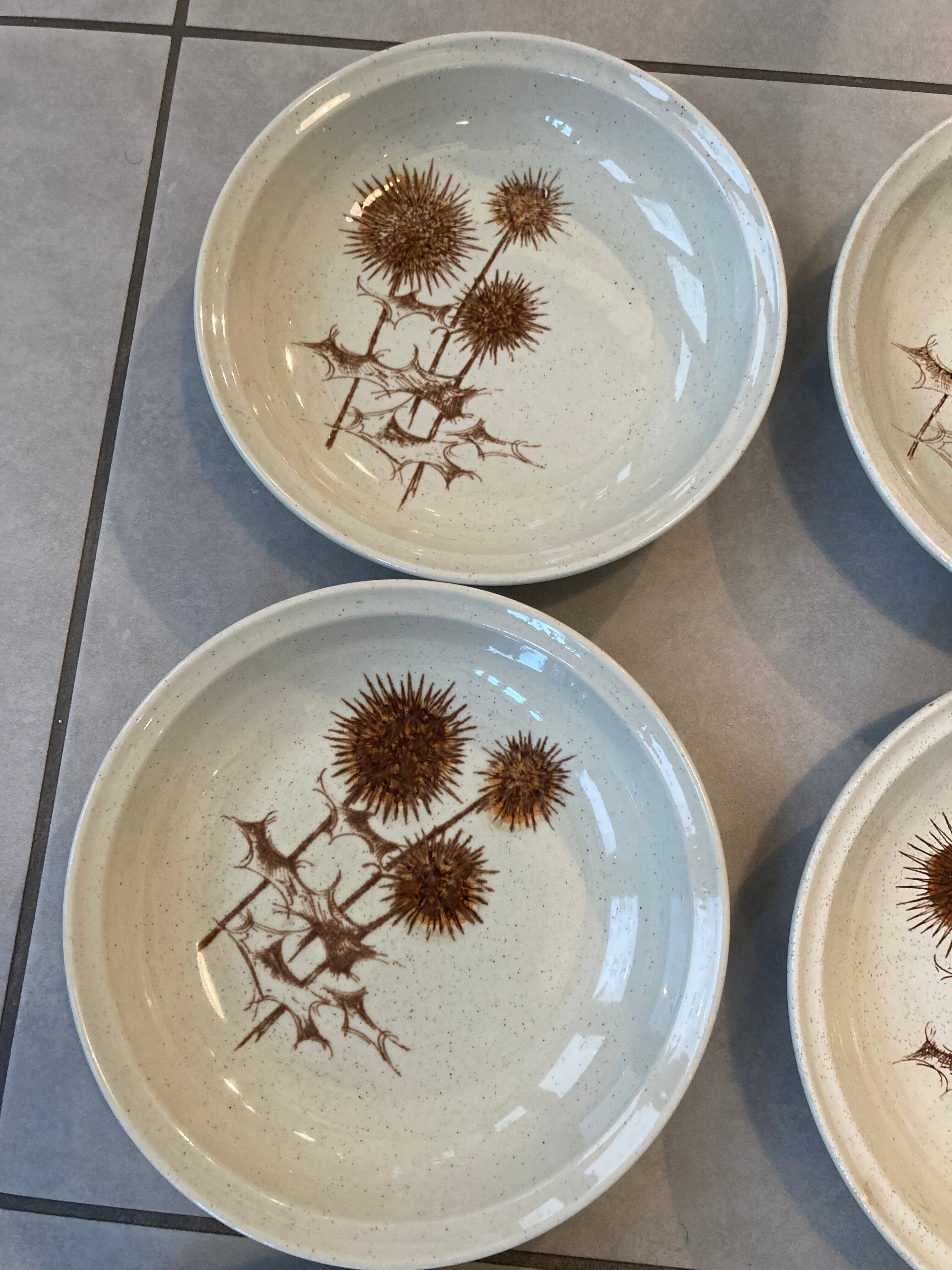 Set of 6 Sarreguemines Chardon bowl-shaped plates