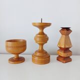 Set of 3 Scandinavian wooden candle holders