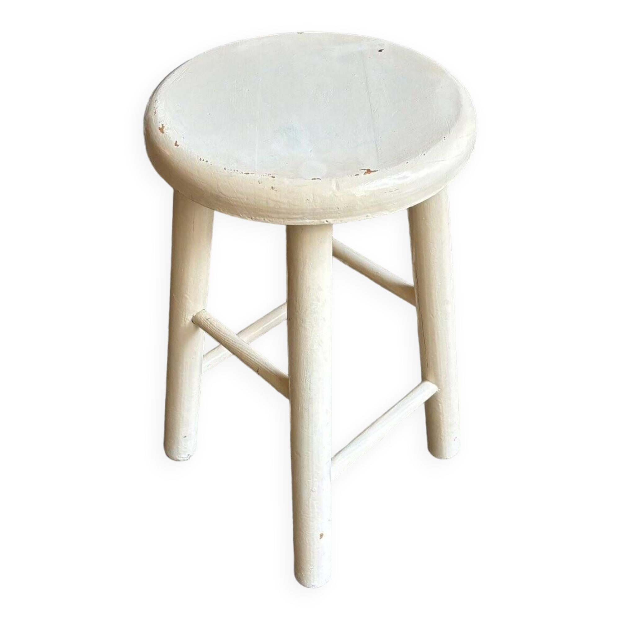 White wooden stool