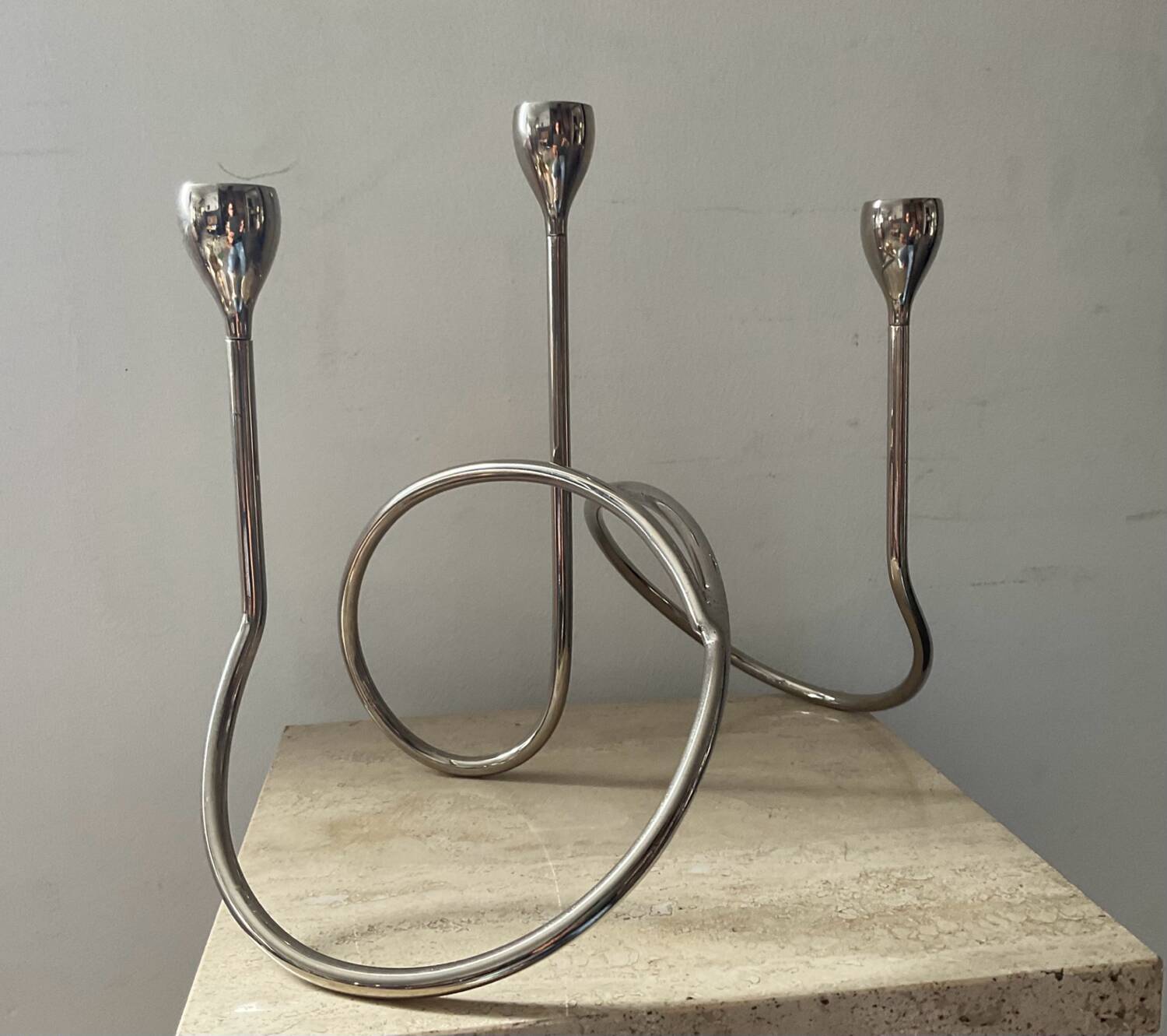 Black & Blum designer candle holder in silver metal