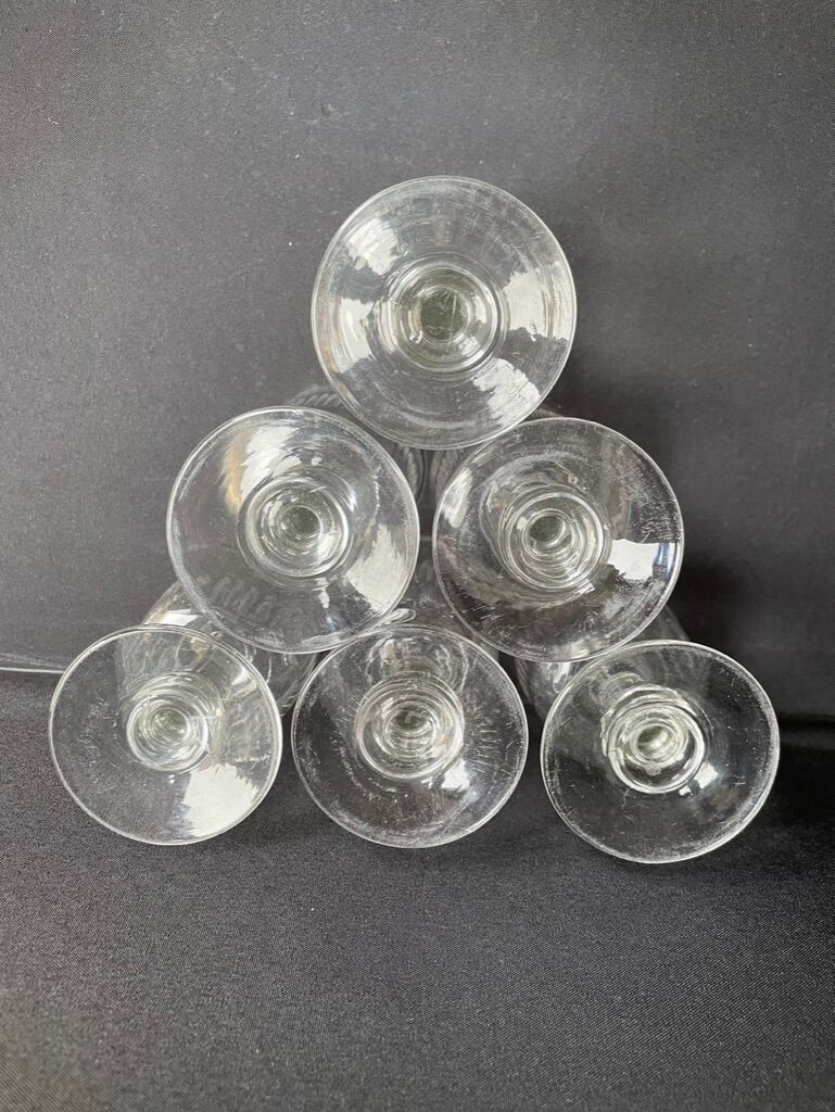 6 Large crystal glasses cut nineteenth
