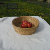 Trash has fruit in natural tied straw