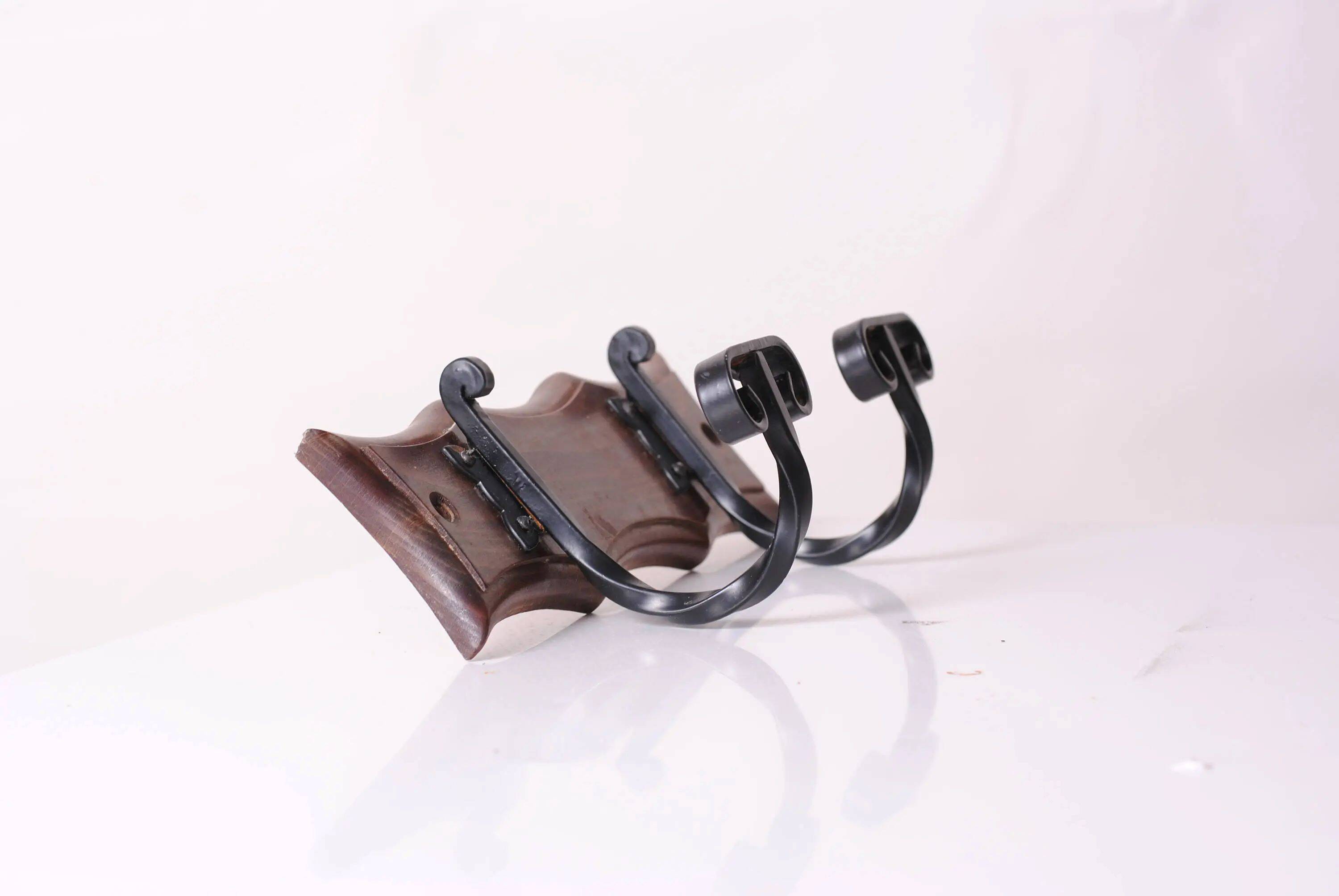 wood and wrought iron coat racks, set of two