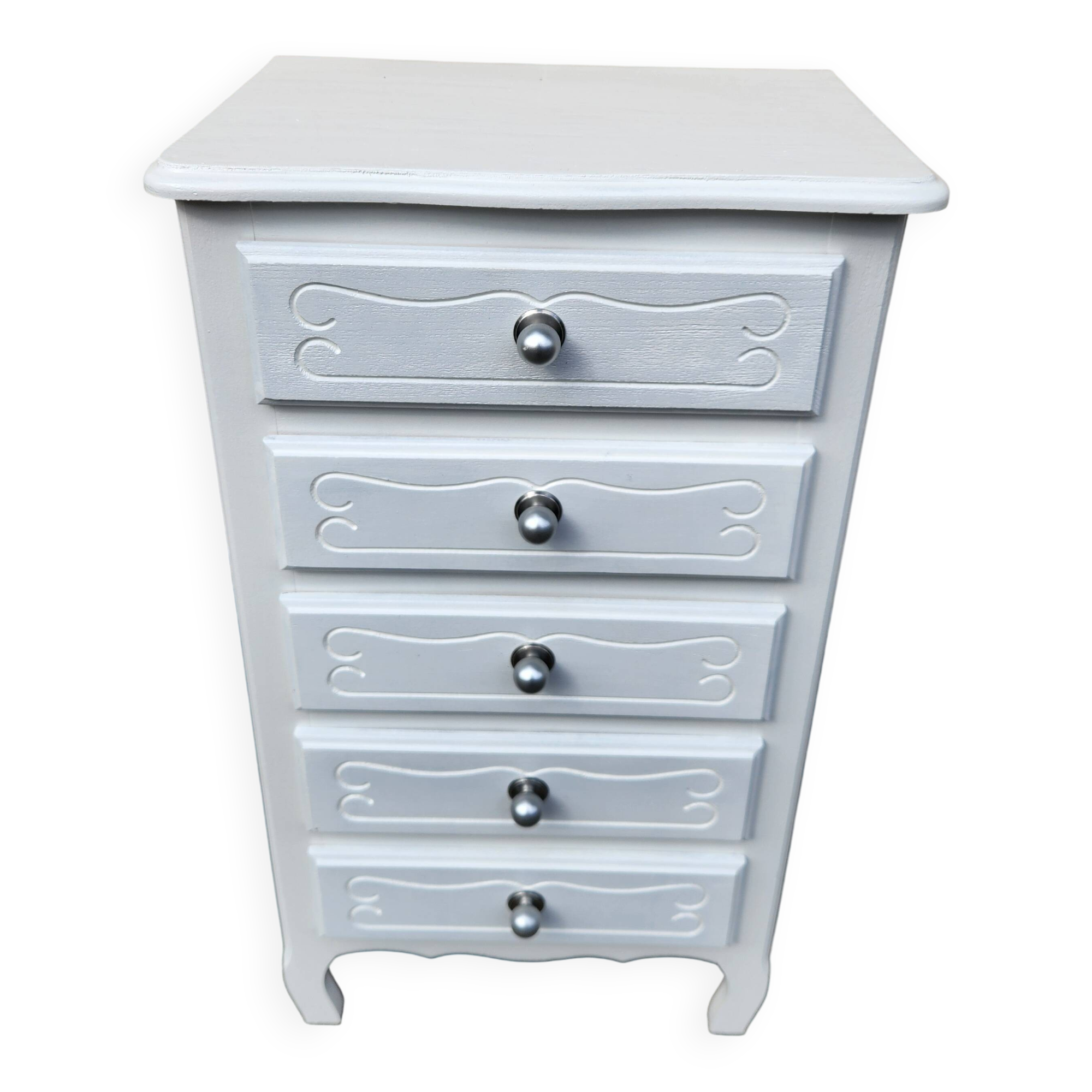 beau chifonnier 5 tiroirs blanc en bois