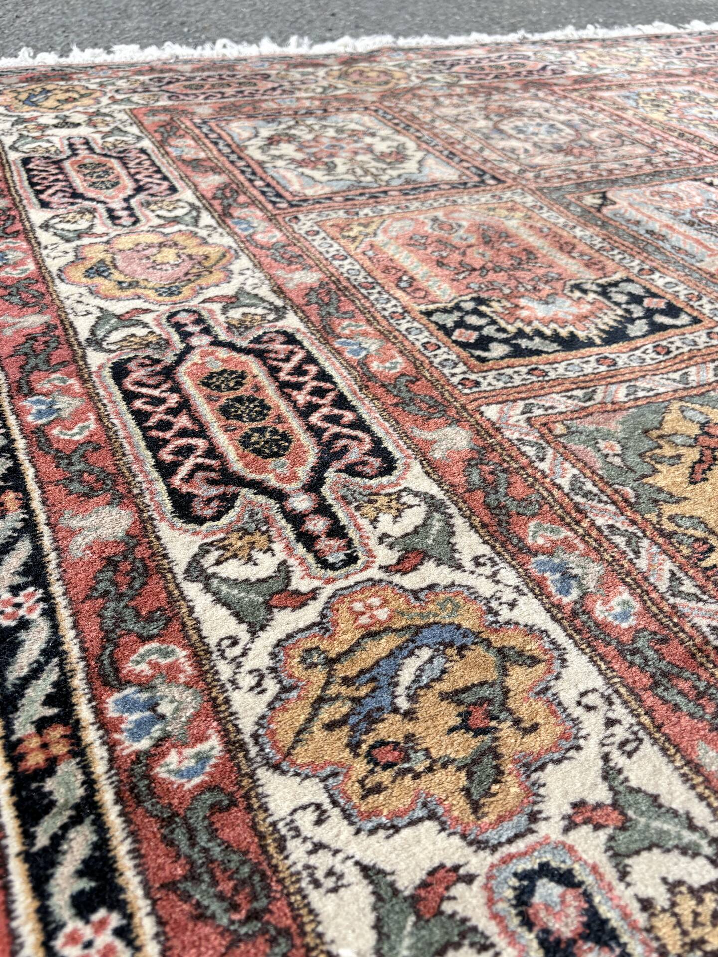 Large vintage Romanian wool carpet in Bakhtiari style