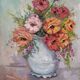 Acrylic on canvas contemporary still life bohemian flower bouquet