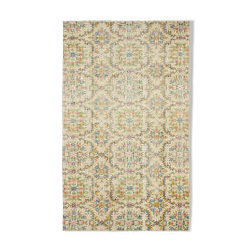 Oriental handmade rustic 1970s beige carpet 161 cm x 267 cm