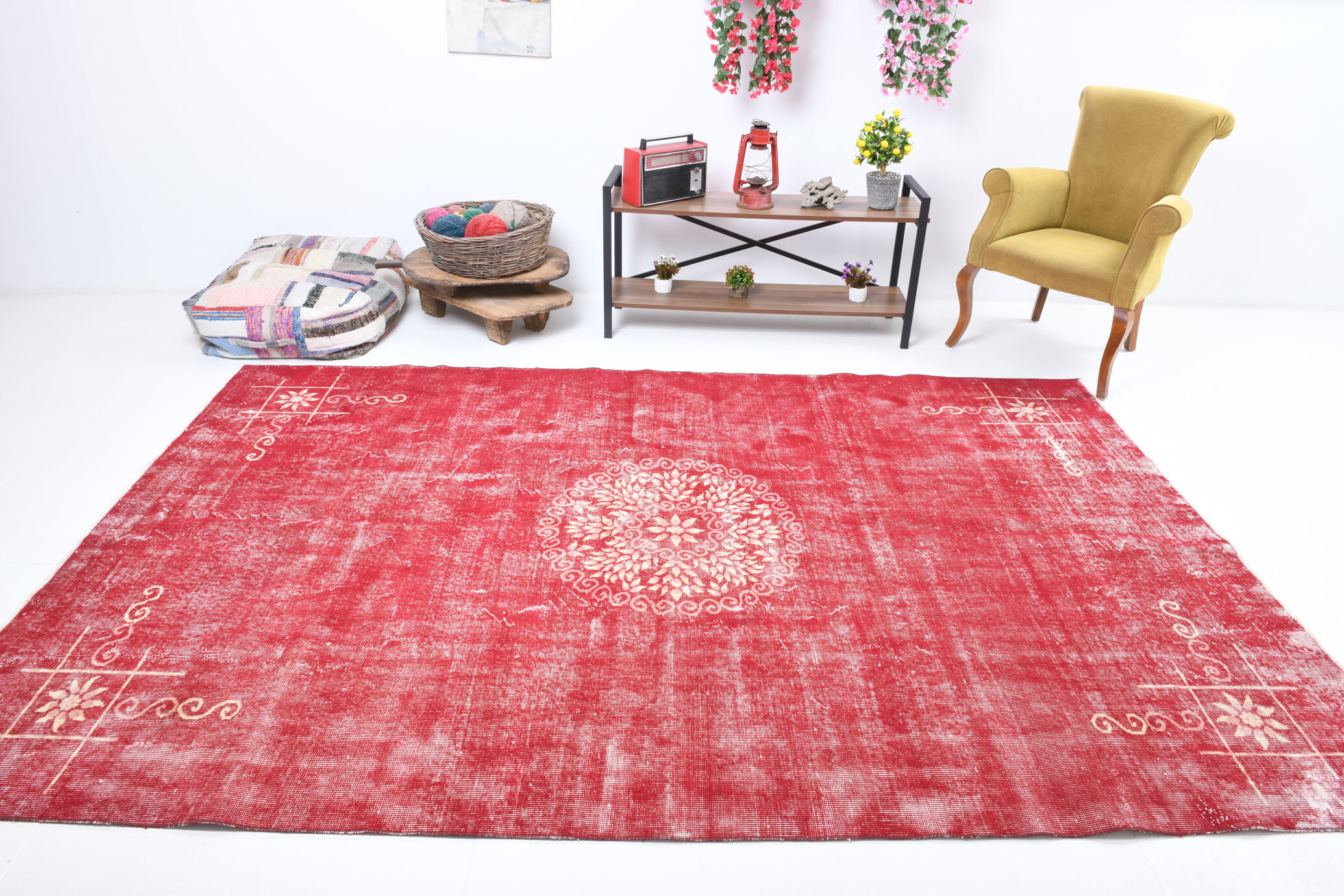7x10 pale red large turkish rug, 203x310cm