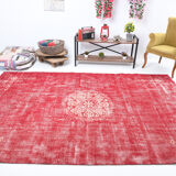 7x10 pale red large turkish rug, 203x310cm