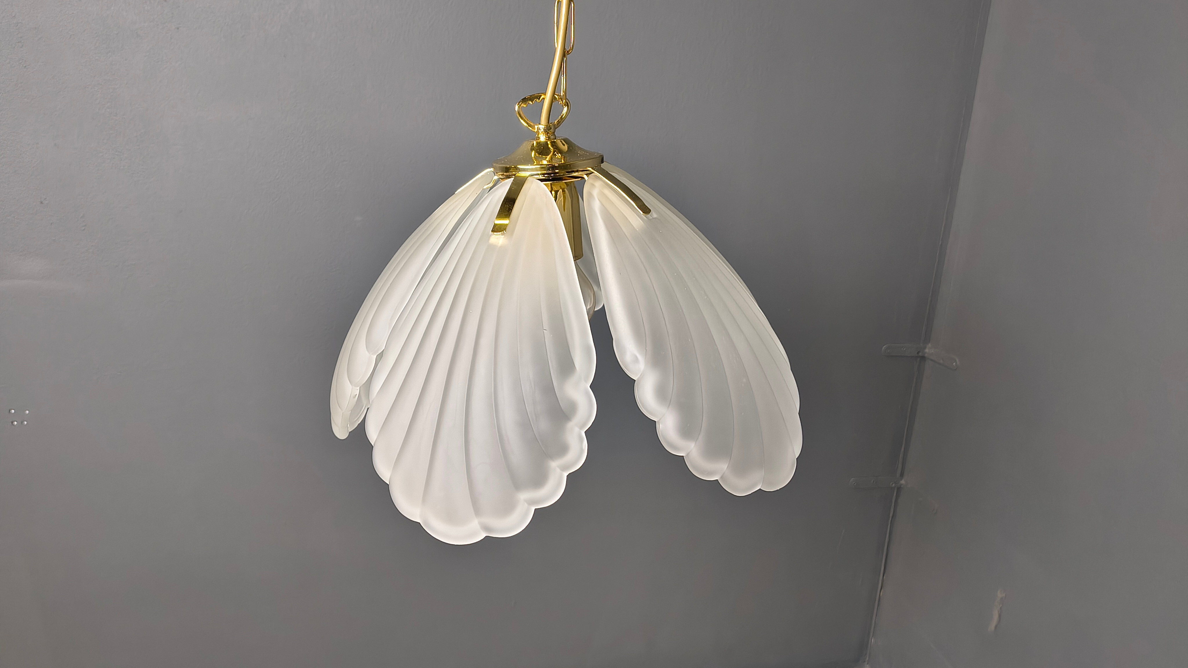 Vintage Italian glass and brass chandelier, 1970s
