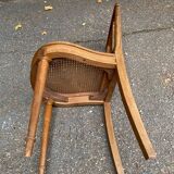 Art Deco lyre chair in solid caned wood
