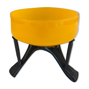 Vide poche en verre orange et noir