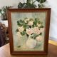 Oil painting / vintage framed rose flowers