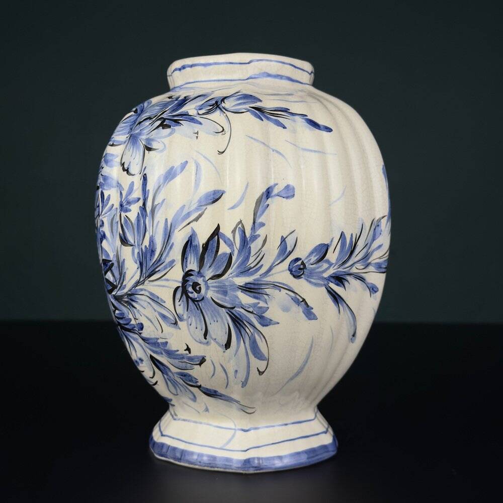 Vintage blue ceramic vase from Bassano, Italy, 1970s.