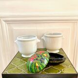 Vintage box decoration flowers in boiled cardboard