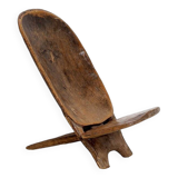 Senoufo African Folding Chair Fish Pattern on the Back Ivory Coast.