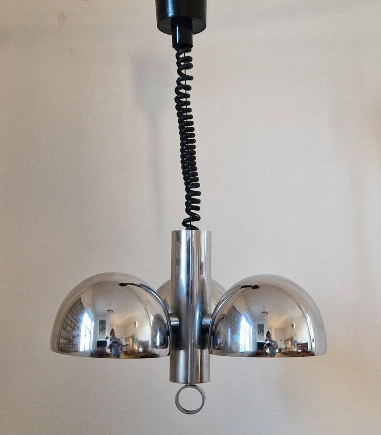 Midcentury Chrome Space Age Chandelier/Pendant Hillebrand, Germany, 1970s