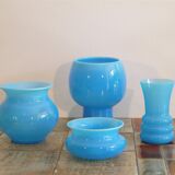 Ensemble de vases scandinave en verre opalin de Erik Hoglund 1960