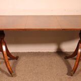 Yew and Mahogany Pedestal Dining Table - England