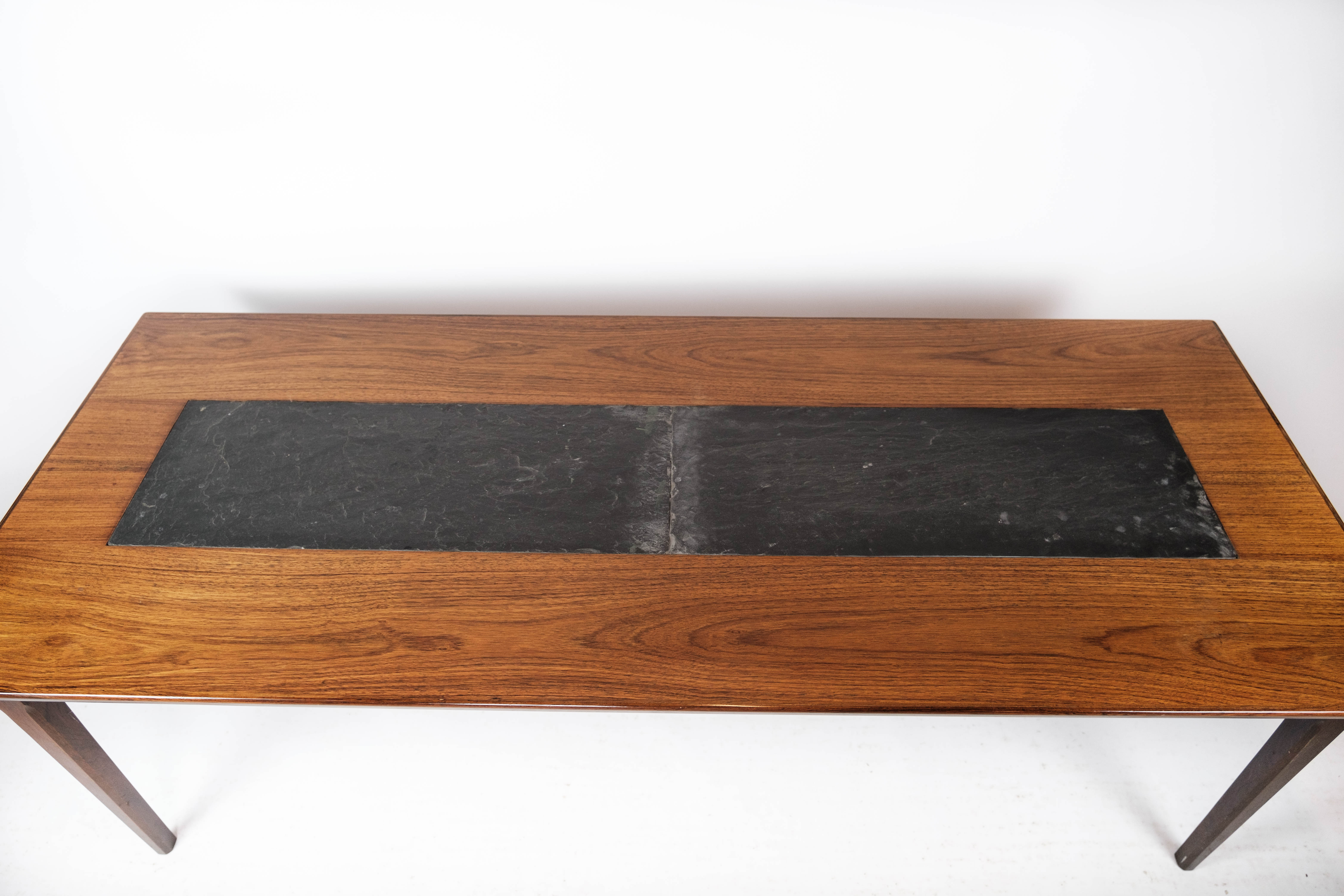 Coffee table in rosewood and black slate of Danish design, 1960s