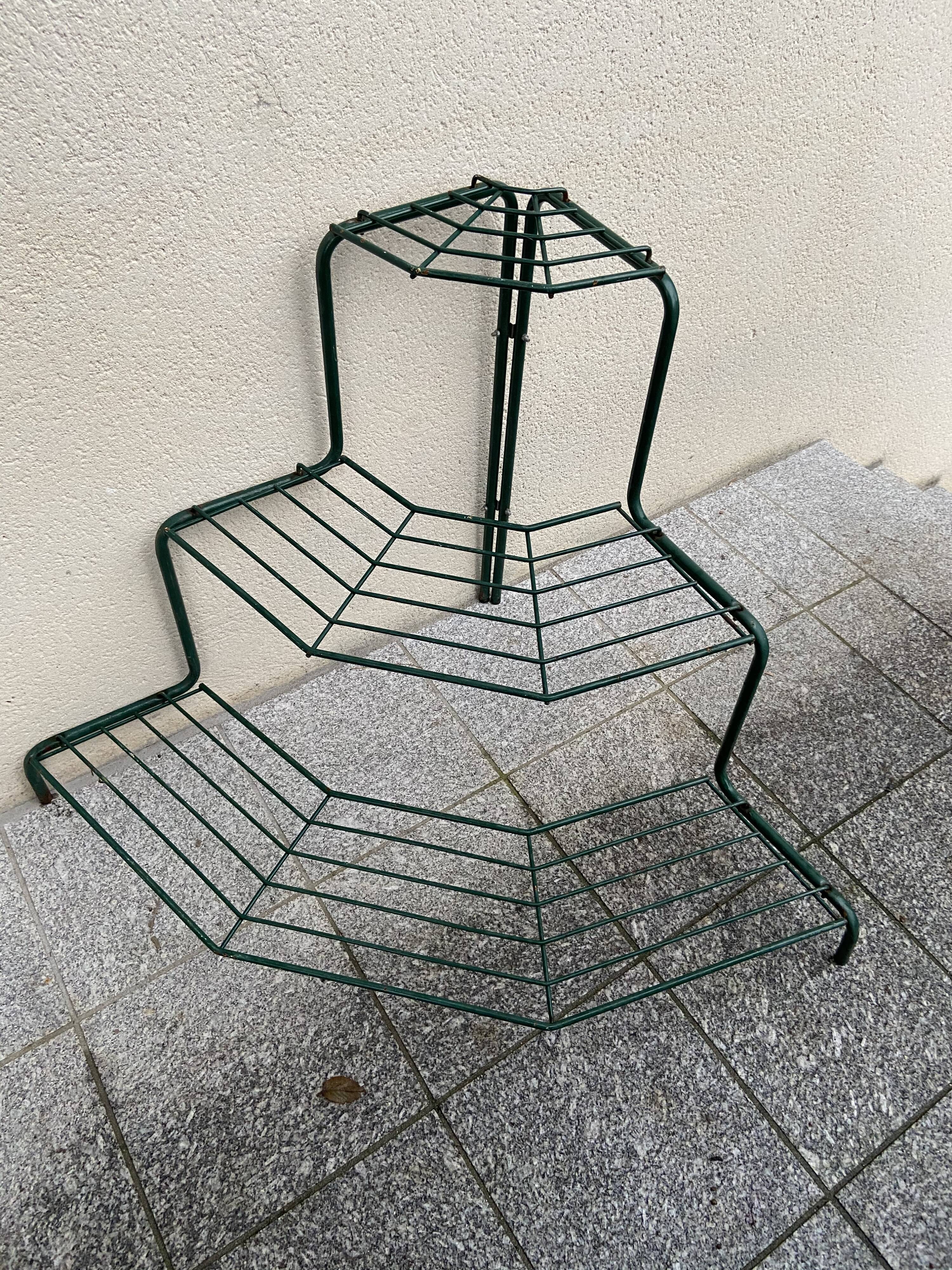 Florist shelf carries metal plants