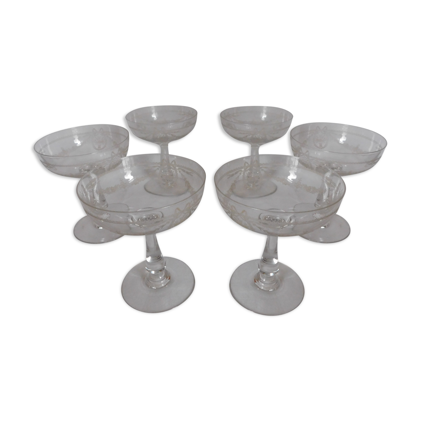 6 coupes à champagne Saint Louis  modèle Sapho cristal gravé