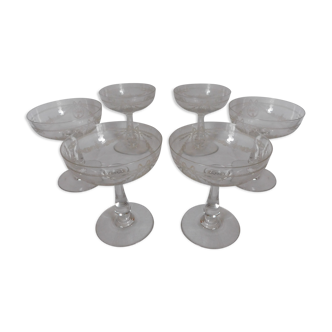 6 cups champagne St. Louis model Sapho serious Crystal