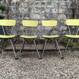 Chaises Formica jaune  pieds compas 1950