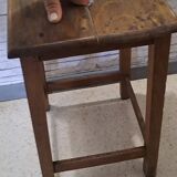 Square stool in brown stained wood 1940 French Popular Art