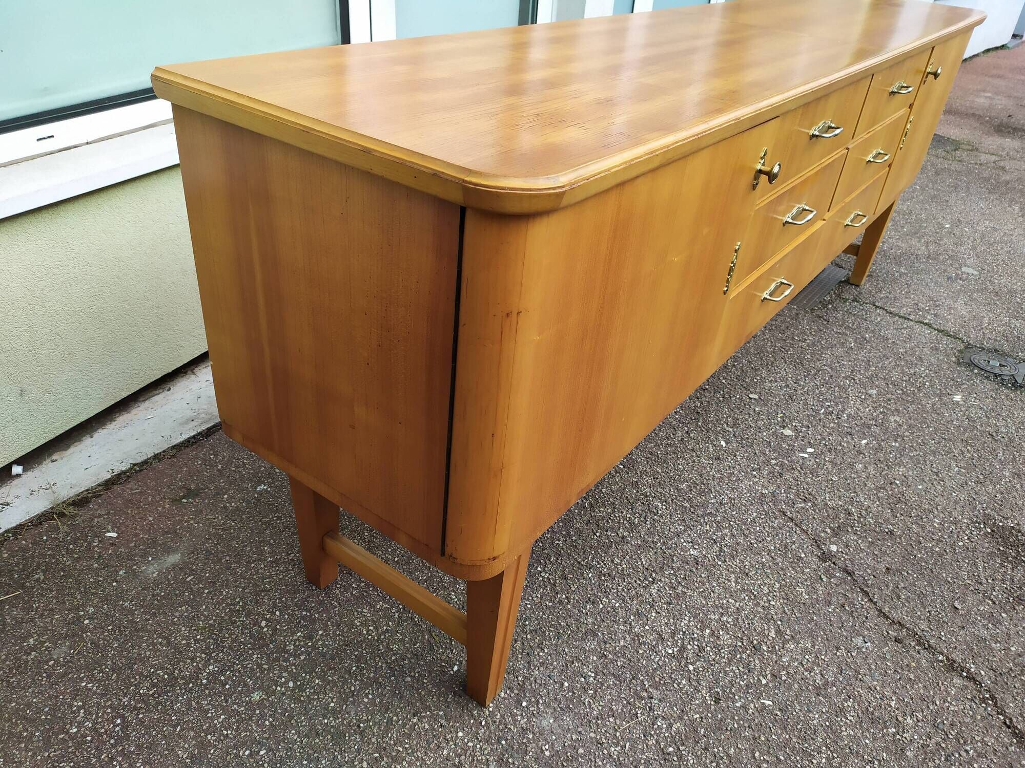 Vintage sideboard from the 50s and 60s in wood 245cm
