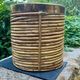 Large rattan basket brass Gabriella Crespi 1960s