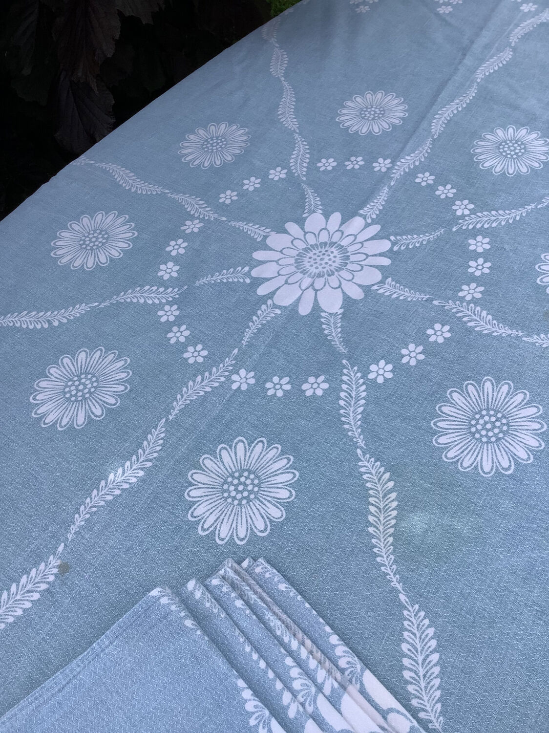 Oval tablecloth and 6 towels