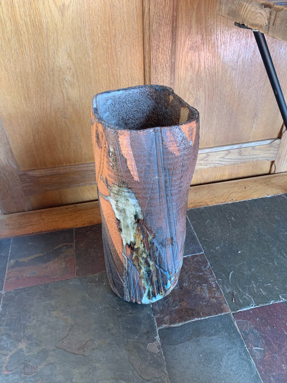 Sculptural stoneware vase — French studio pottery, 1960s/70s