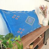 Blue berber cushion made of cactus silk