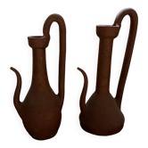 Pair of decorative terracotta jars, in the shape of a ewer.