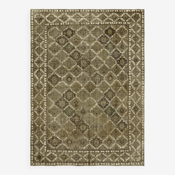 Handmade turkish decorative 1980s 300 cm x 398 cm beige wool carpet