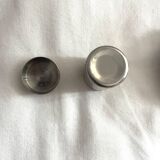 Vintage stainless steel egg cup and salt shaker – minimalist duo