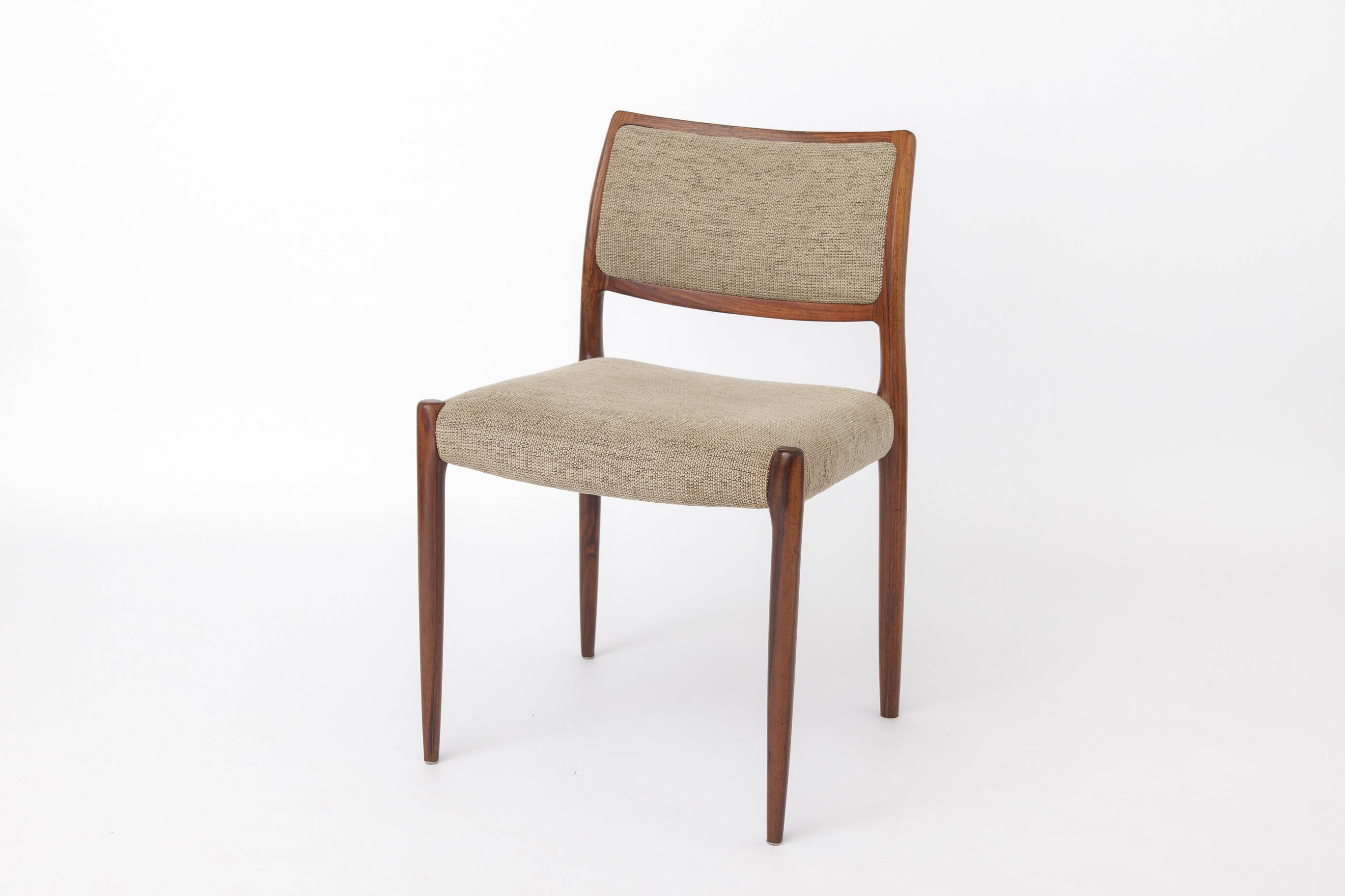 Set of 4 Niels Otto Møller Model 80 Rosewood Dining Chairs, Danish Modern