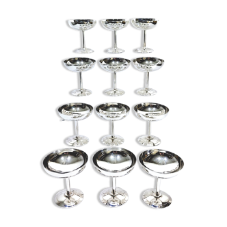 Christofle and Lino Sabattini - 12 Silver-Plated Metal Bowls