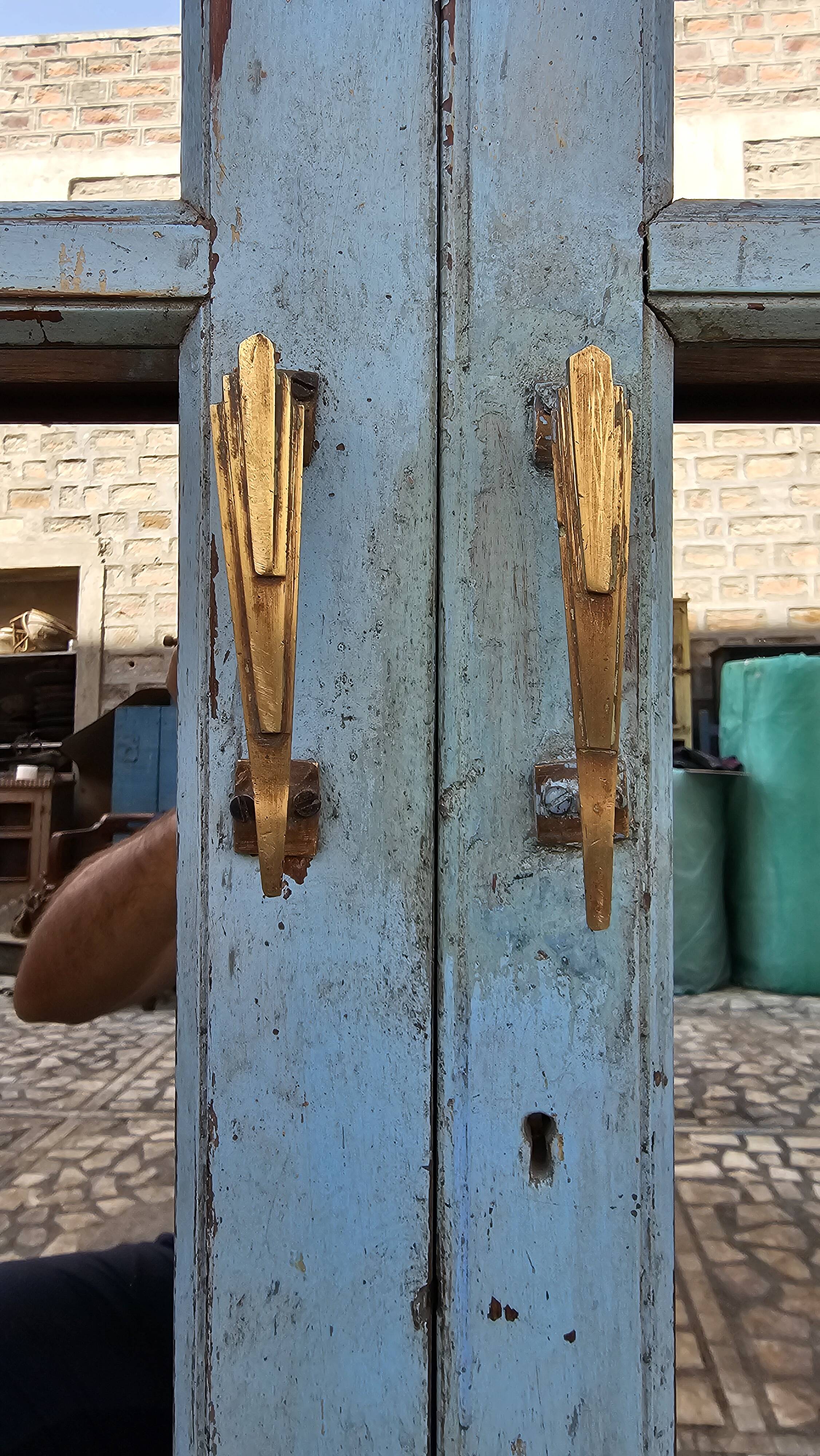 Art Deco mirror in Burmese teak