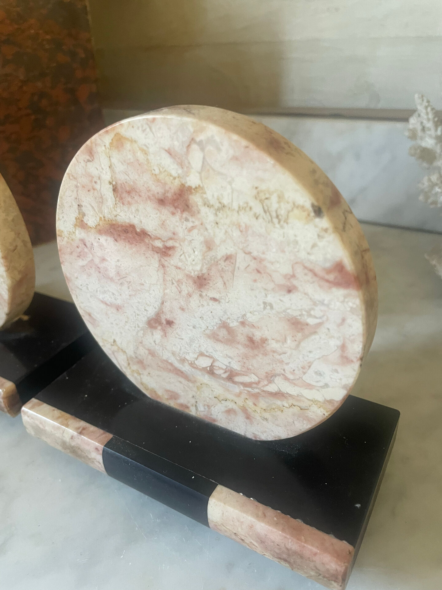 Pair of Art Deco marble and onyx bookends