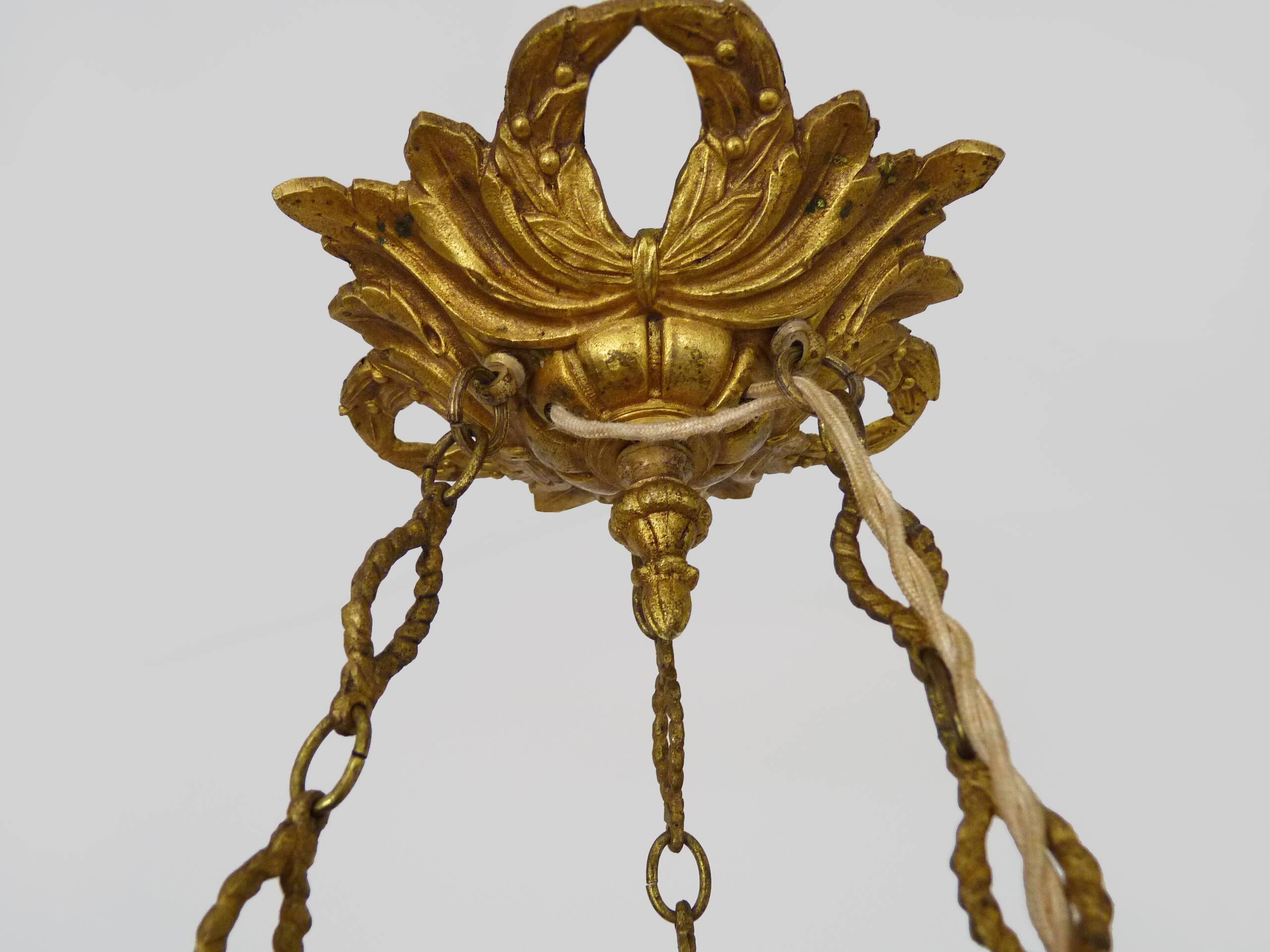 Art Deco 1 Feu Noverdy France basin pendant light in marmoreal glass paste