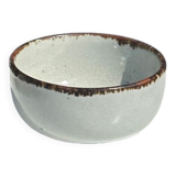 Small white glazed ceramic bowl black edges