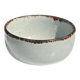 Small white glazed ceramic bowl black edges