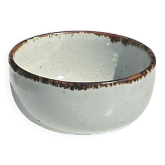 Small white glazed ceramic bowl black edges