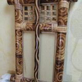 Rectangular bamboo and woven wicker mirror