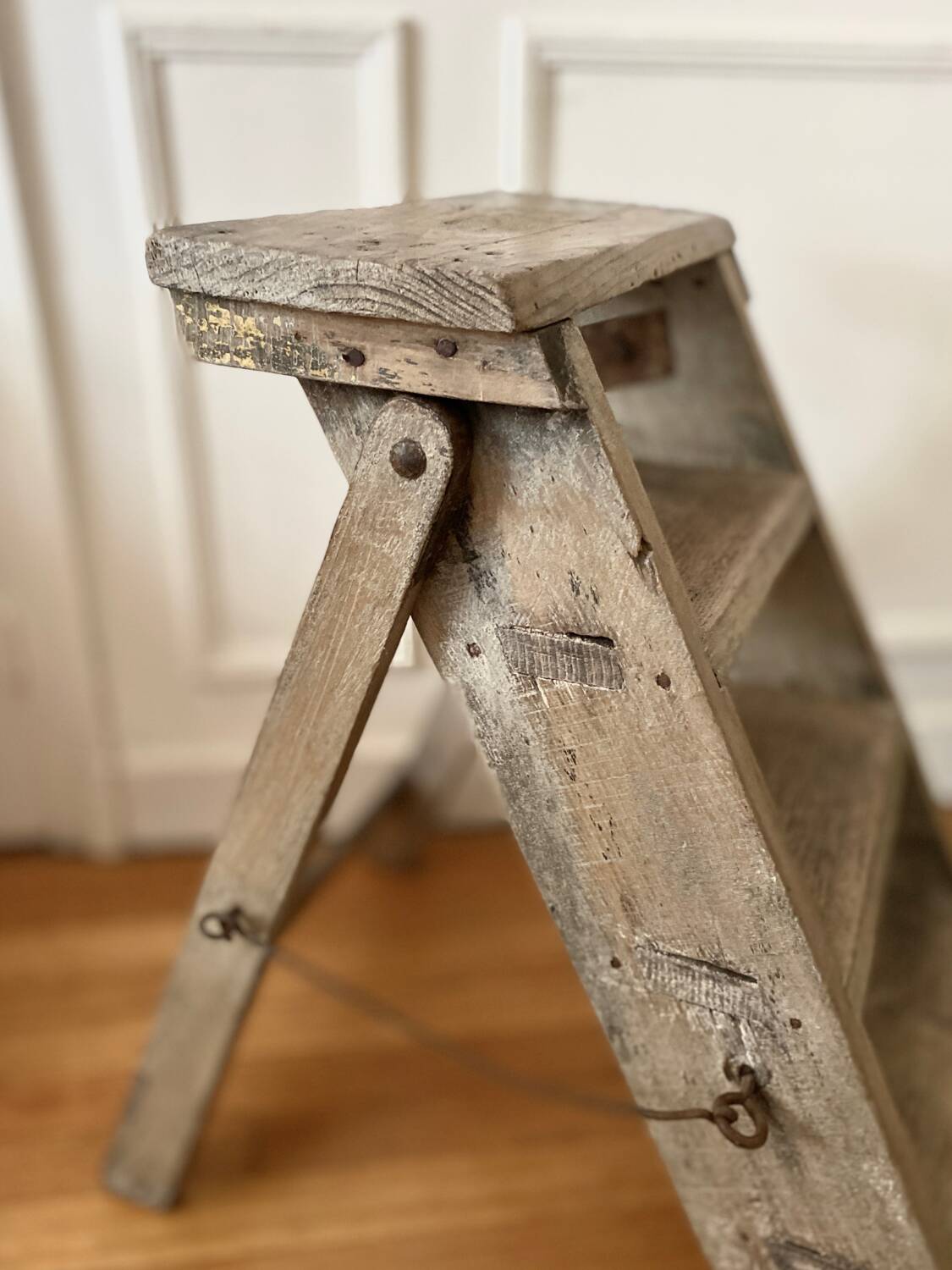 Antique wooden folding stepladder