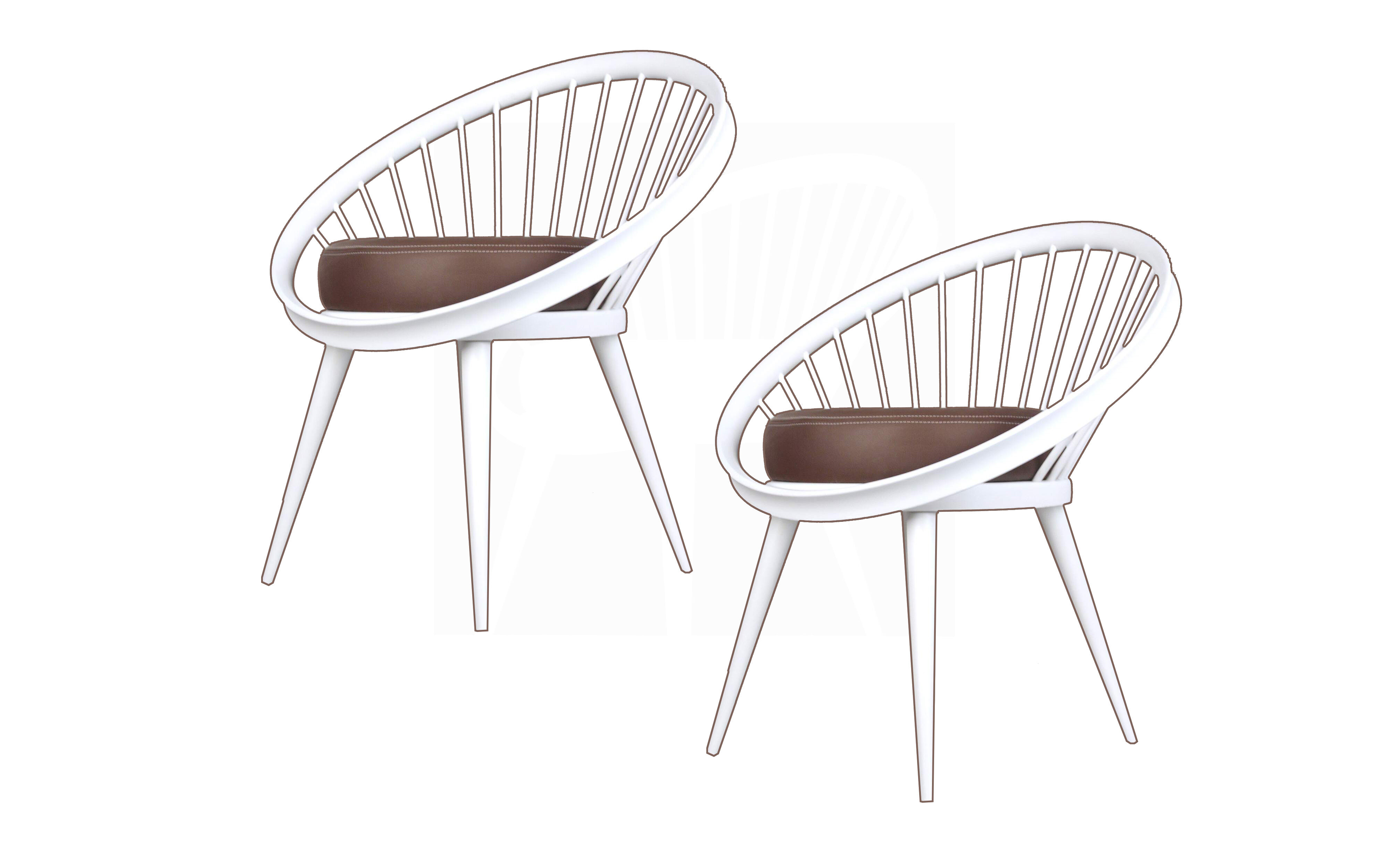 Pair of Scandinavian Design Chairs, 60s, Leather Wood