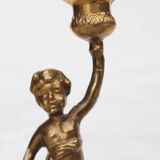 2 bougeoirs anciens chérubin en laiton