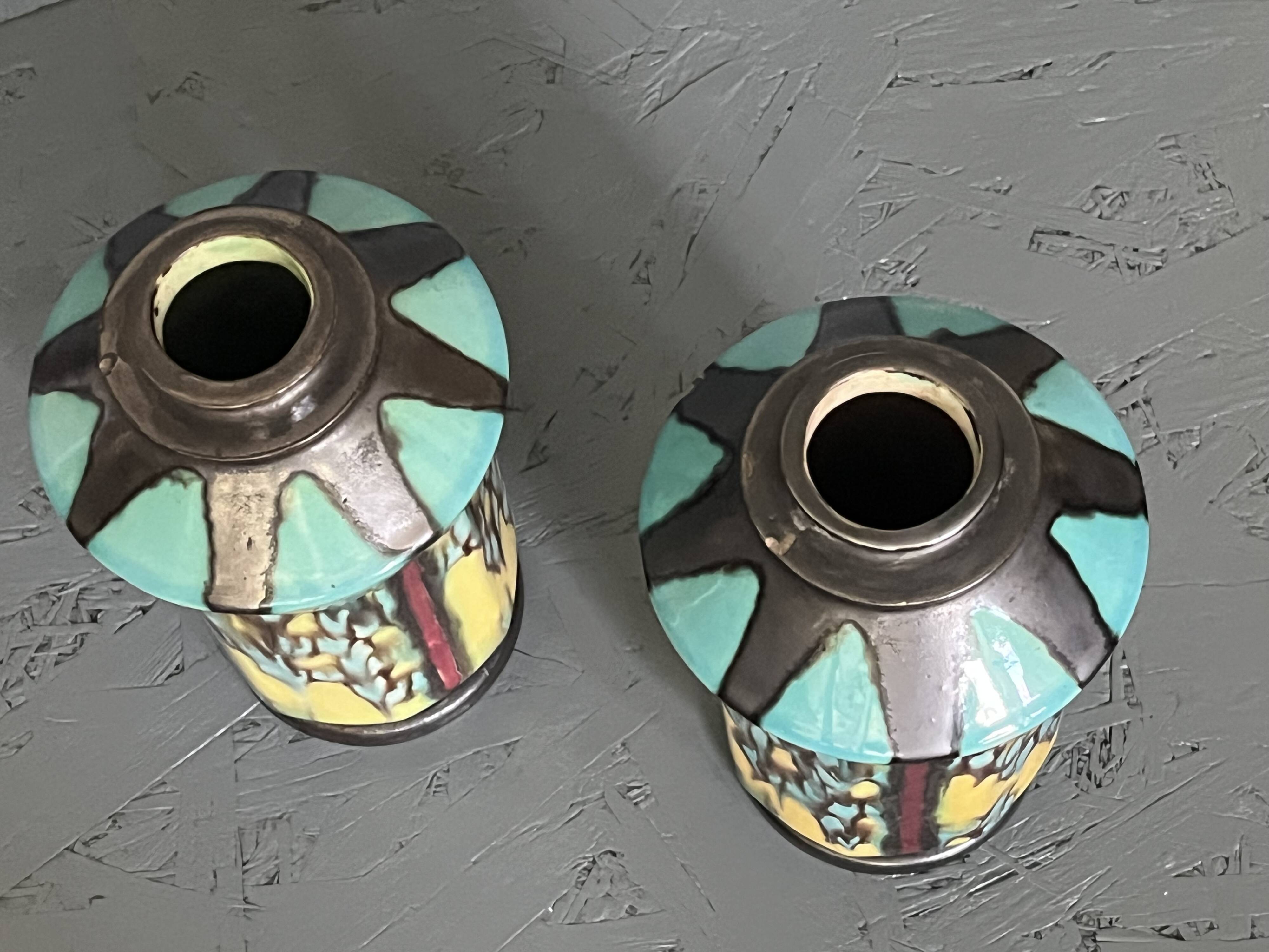 Pair of Art Deco Vases 1930 signed Henri Delcourt